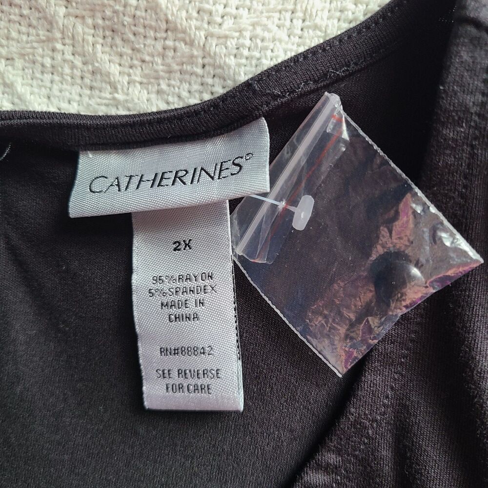 Catherines Womens 2X A-Line Hankerchief Hem Stoneywood Stripe Pockets Dress - Picture 7 of 13